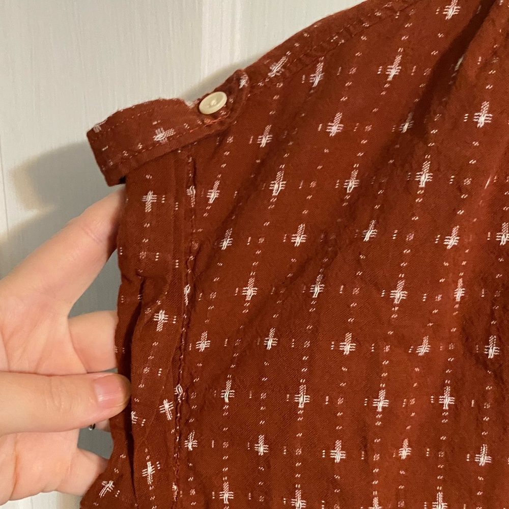 Madewell Rust Colored Button Up Short Sleeved Top - image 4